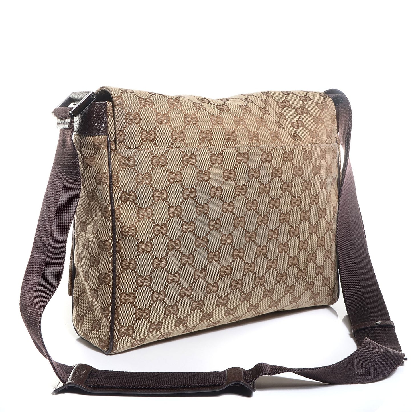 Monogram Small Flap Messenger Bag Beige Dark Brown