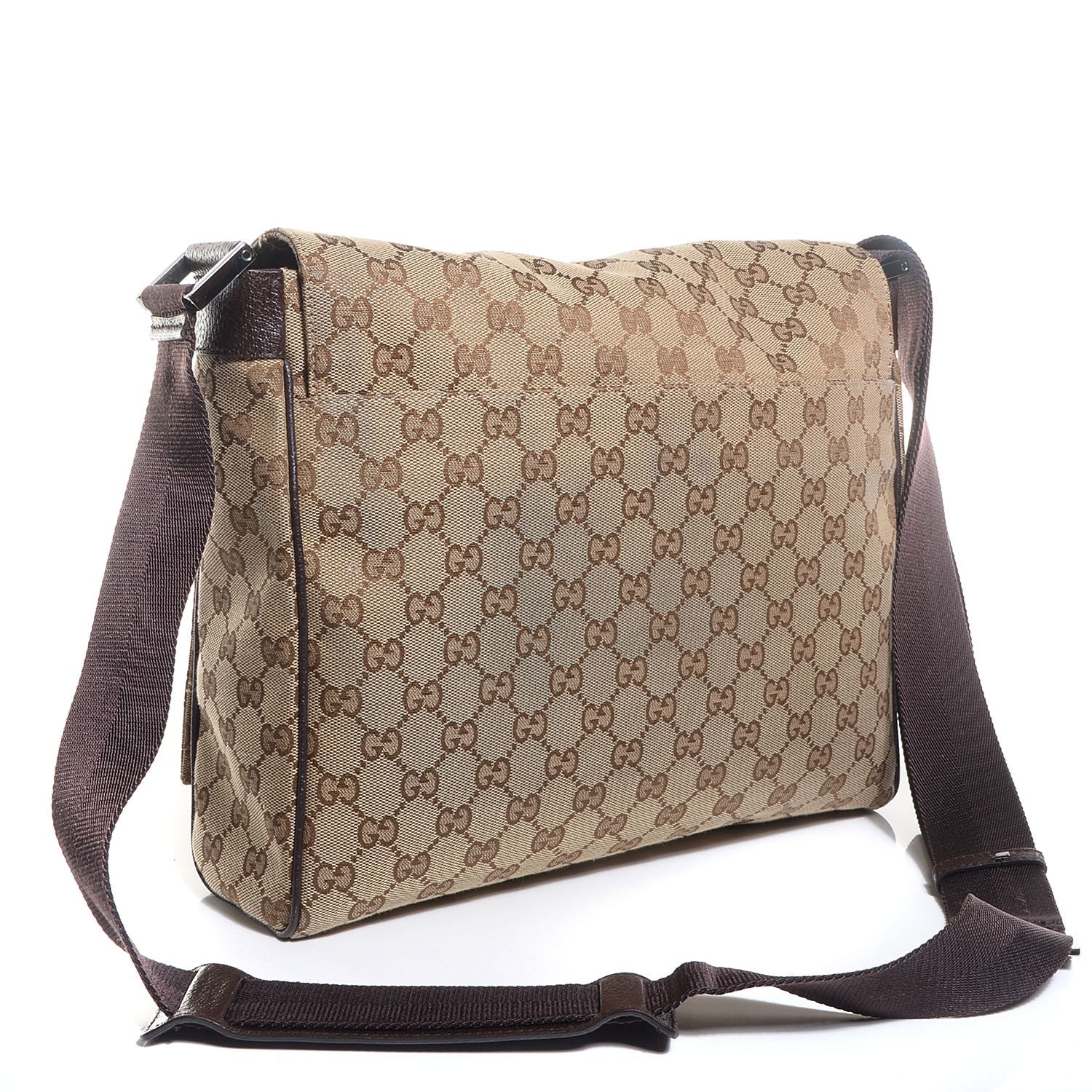 Gucci Monogram Small Flap Messenger Bag Beige Dark Brown 3 of 8