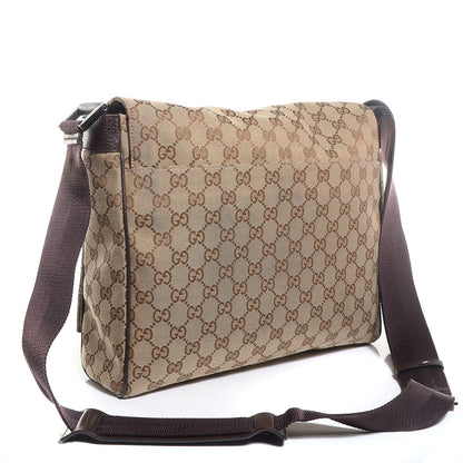 Gucci Monogram Small Flap Messenger Bag Beige Dark Brown 3 of 8