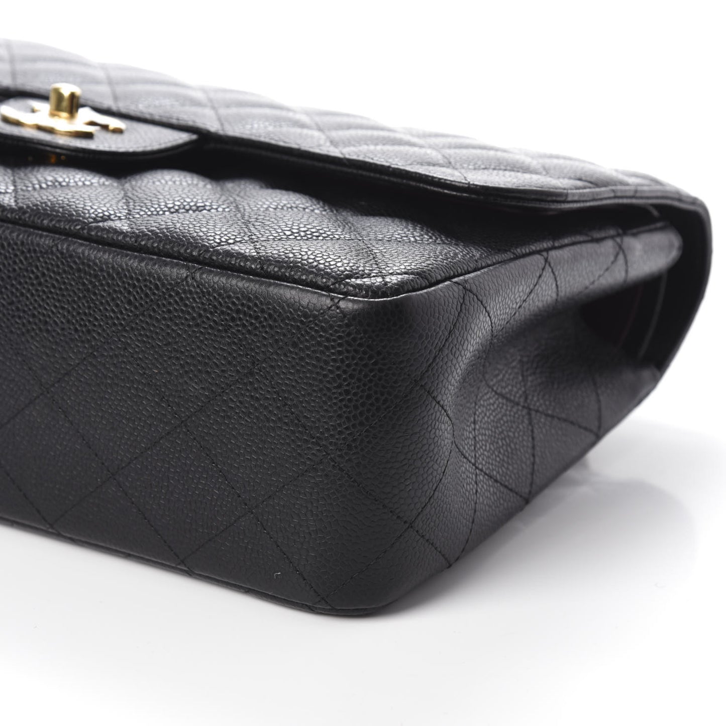 Caviar Quilted Jumbo Double Flap Black