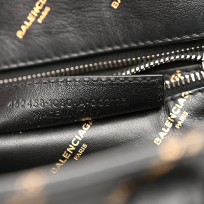Balenciaga Calfskin Allover Logo XS Bazar Shopper Tote Black Gold 7 of 20