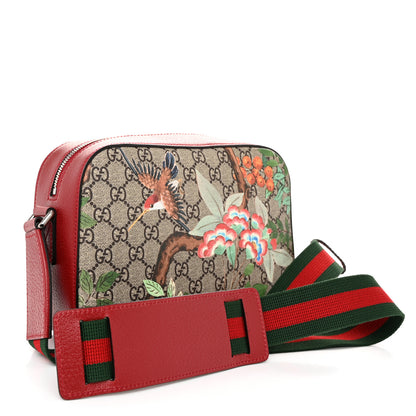 Gucci GG Supreme Monogram Tian Web Camera Bag Beige Multicolor Red 3 of 10