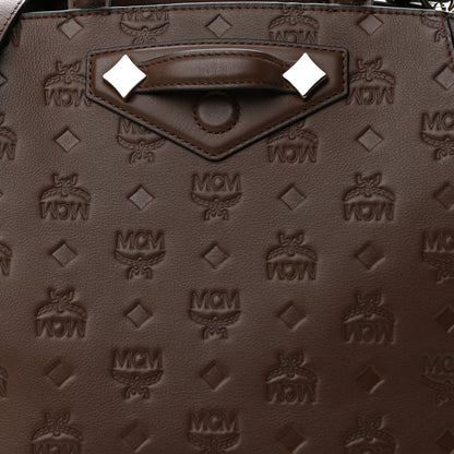 MCM Calfskin Ottomar Monogram Medium Essential Tote Chestnut 8 of 13