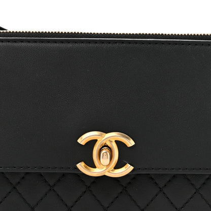 Chanel Calfskin Quilted Multi Pouching Flap And Coin Purse Black 8 of 10