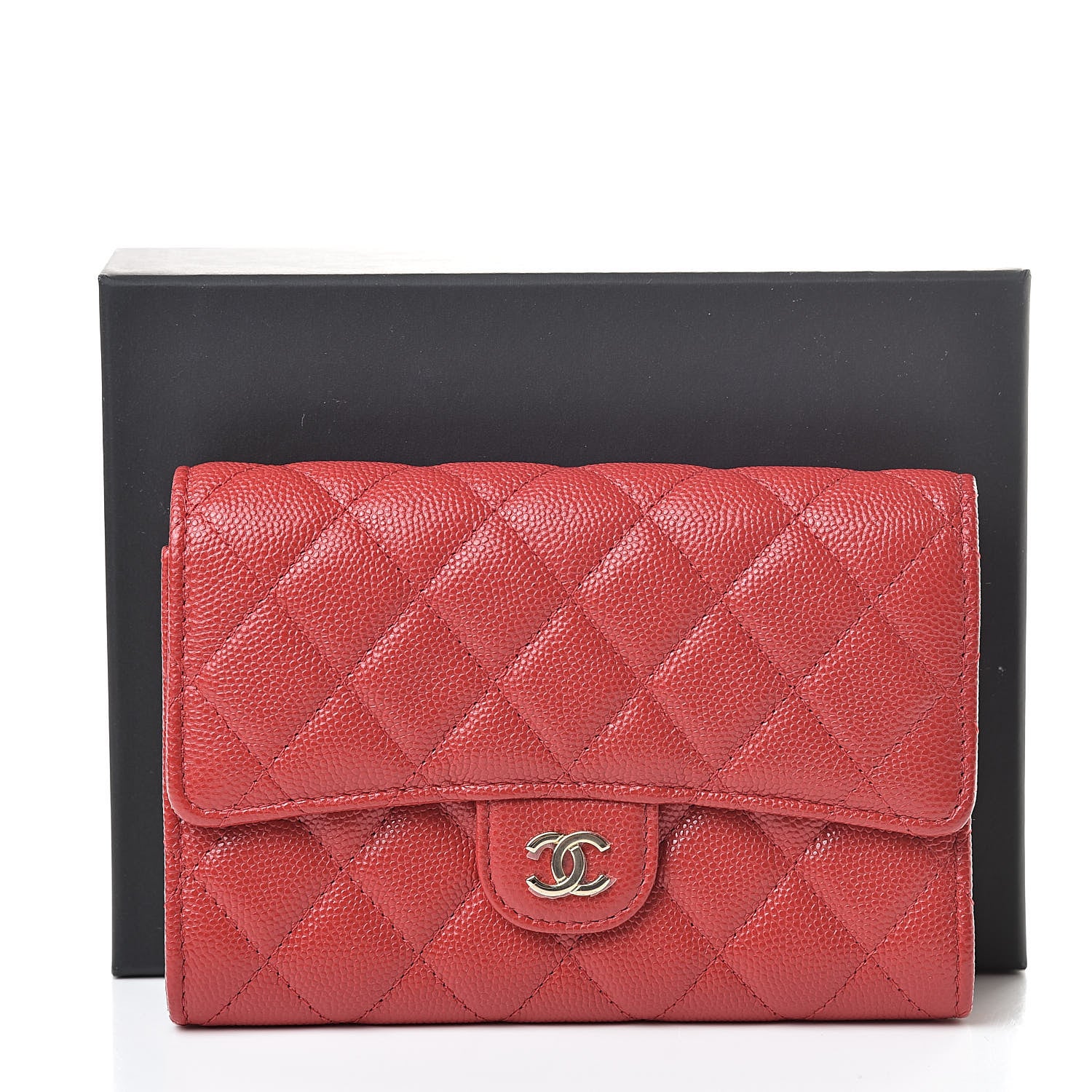 Chanel Caviar Quilted Medium Flap Wallet Red 10 of 10