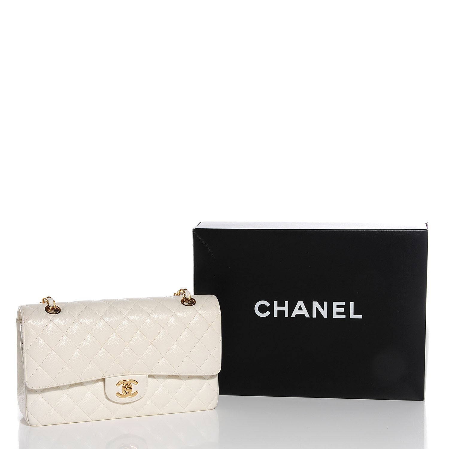 Chanel Caviar Quilted Medium Double Flap White 9 of 9