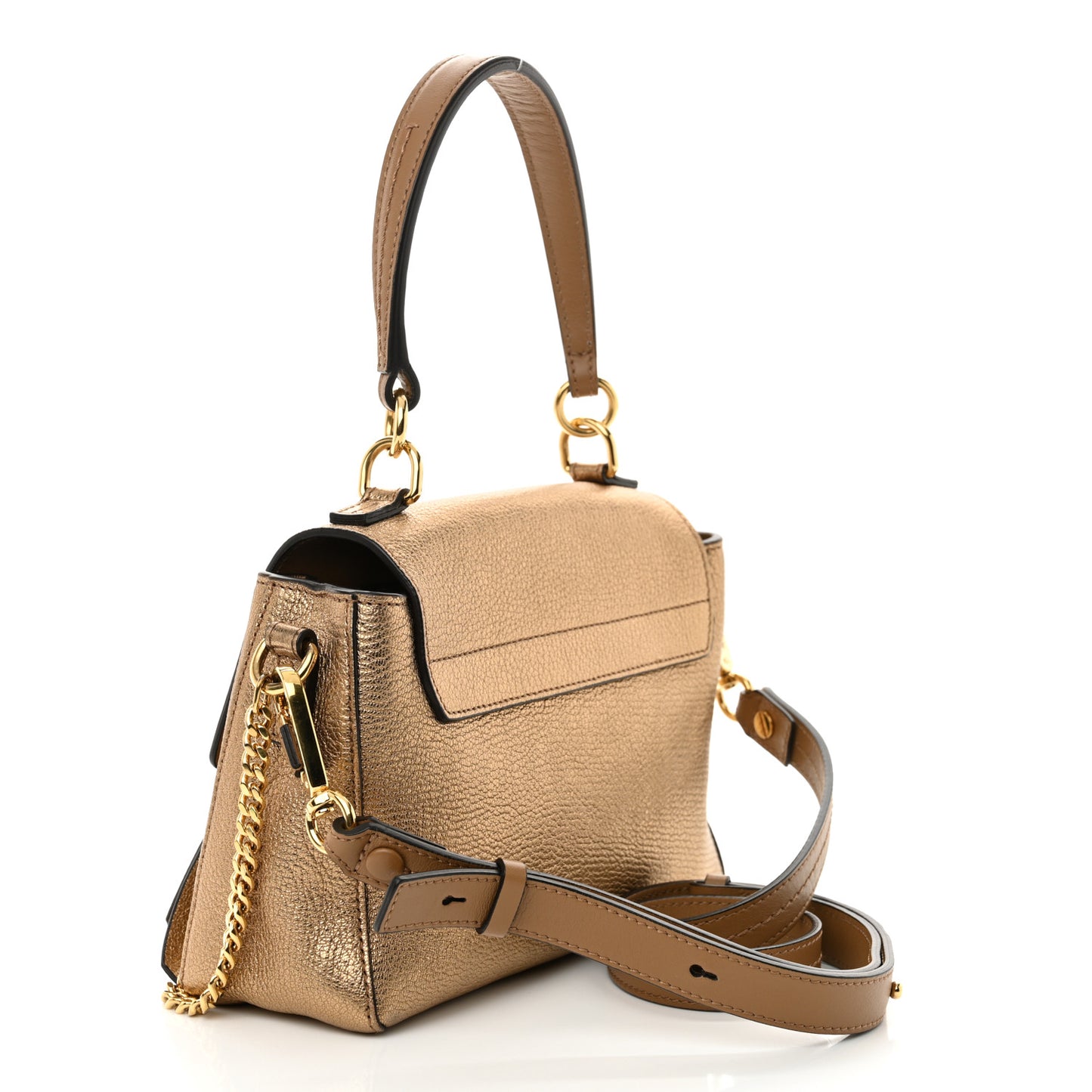 Metallic Calfskin Mini Faye Day Shoulder Bag Gold