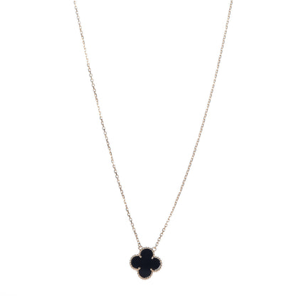 Van Cleef & Arpels 18K Yellow Gold Black Onyx Vintage Alhambra Pendant Necklace 1 of 6