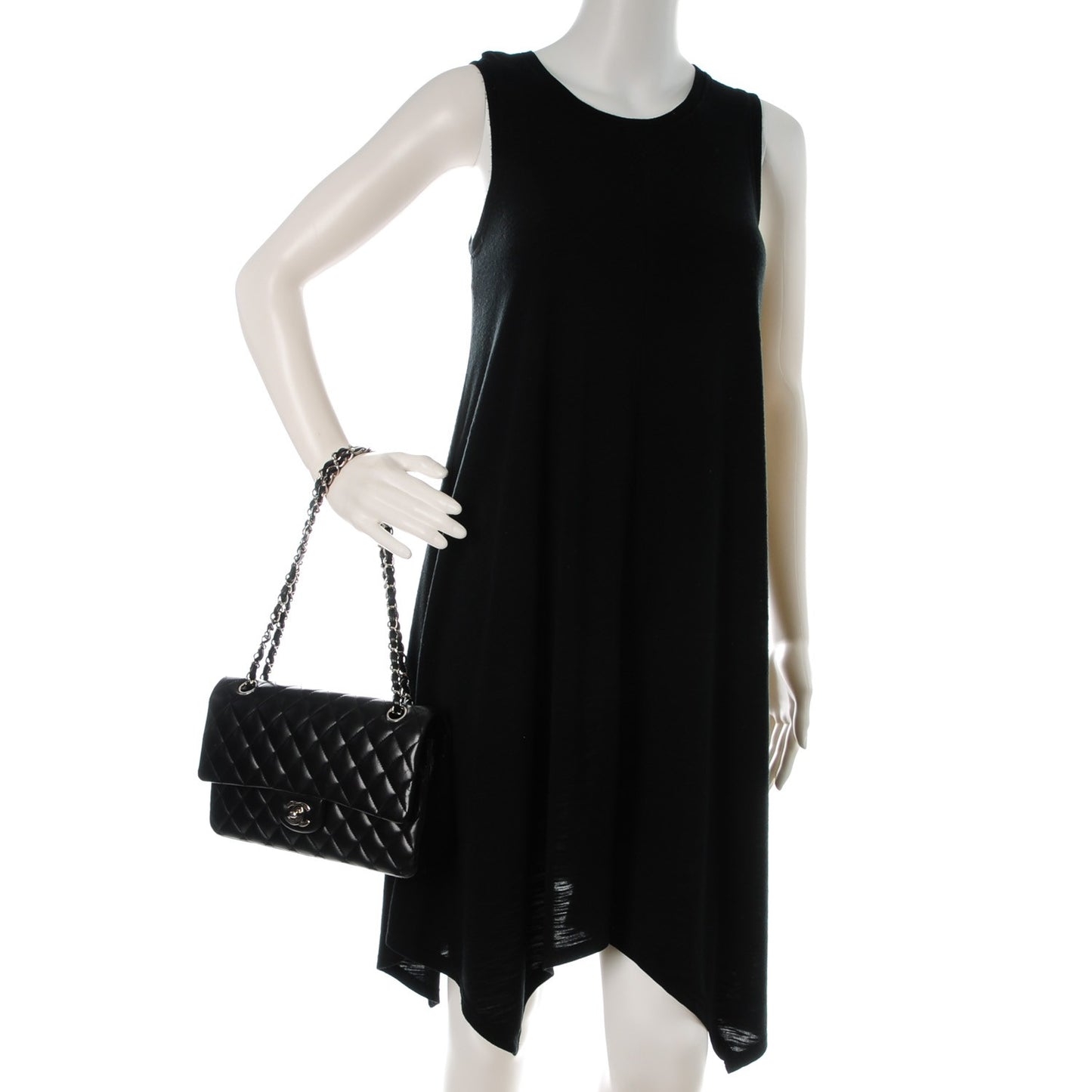 Lambskin Quilted Medium Double Flap Black