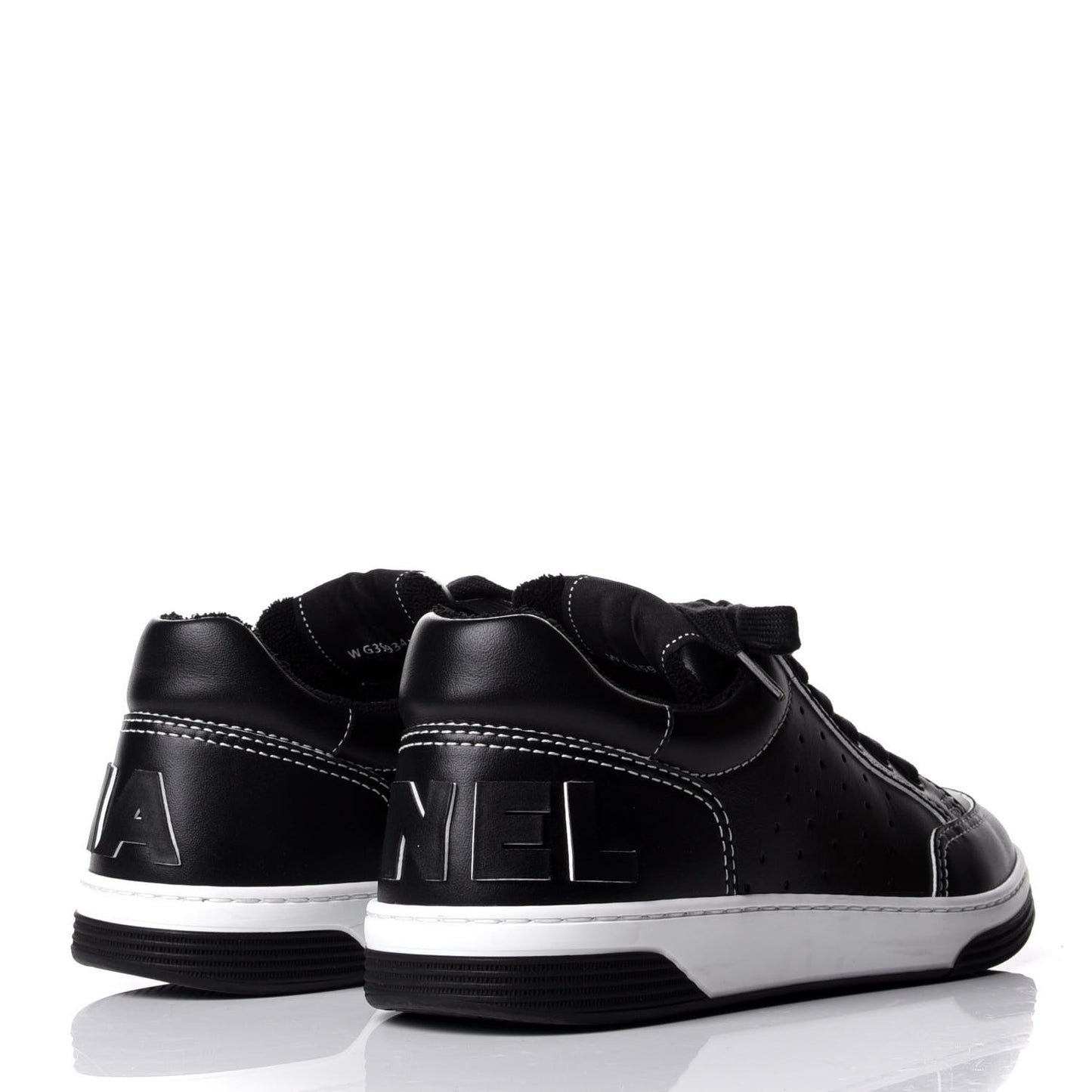 Calfskin Womens Logo Sneakers 37 Black White