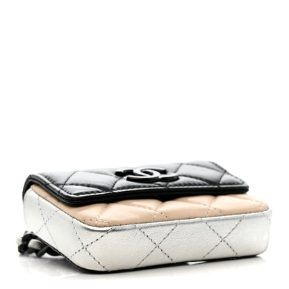 Chanel Lambskin Quilted Mini Chain Belt Bag Black Beige Multicolor 4 of 14