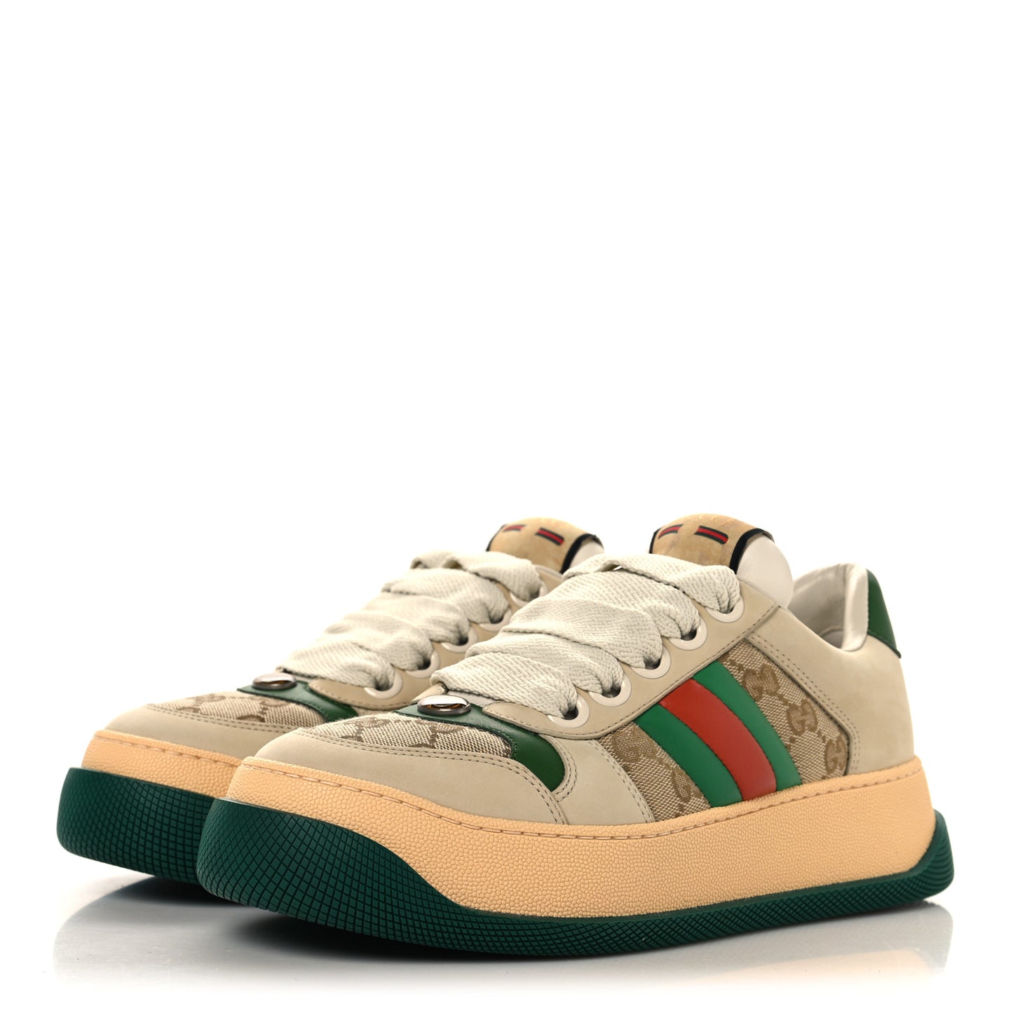 GG Monogram Nubuck Web Womens Screener GG Motif Sneakers 39 Beige Green