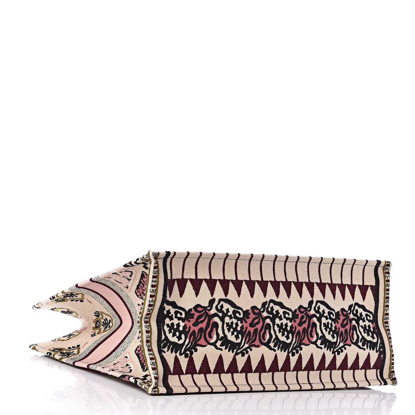 Canvas Embroidered Geometric Book Tote Multicolor