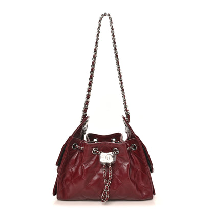 Chanel Shiny Crumpled Calfskin Quilted Mini Chanel 25 Handbag Dark Burgundy 1 of 10