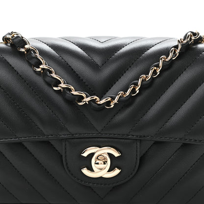 Chanel Lambskin Chevron Quilted Mini Rectangular Flap Black 8 of 11