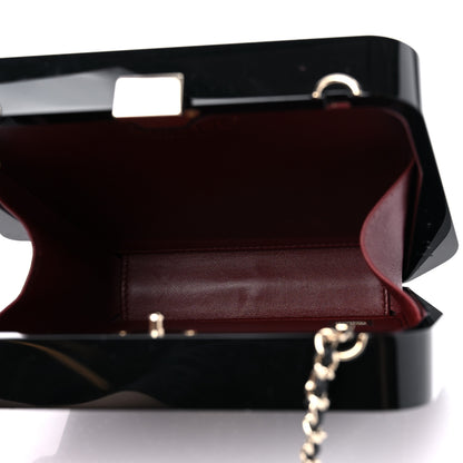 Chanel Plexiglass Crystal Quilted Minaudiere Clutch Black White 5 of 10