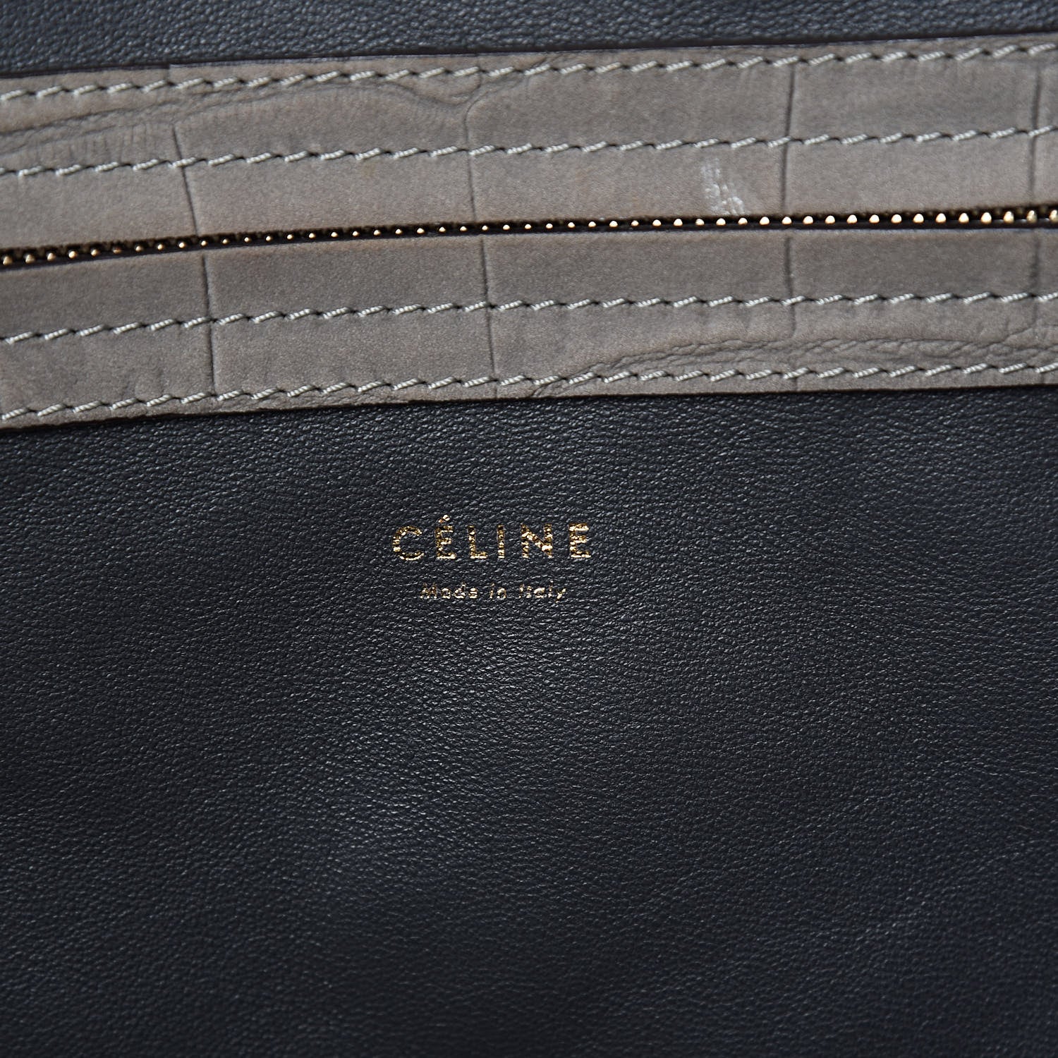 Celine Crocodile Embossed Nubuck Medium Phantom Luggage Grey 6 of 12