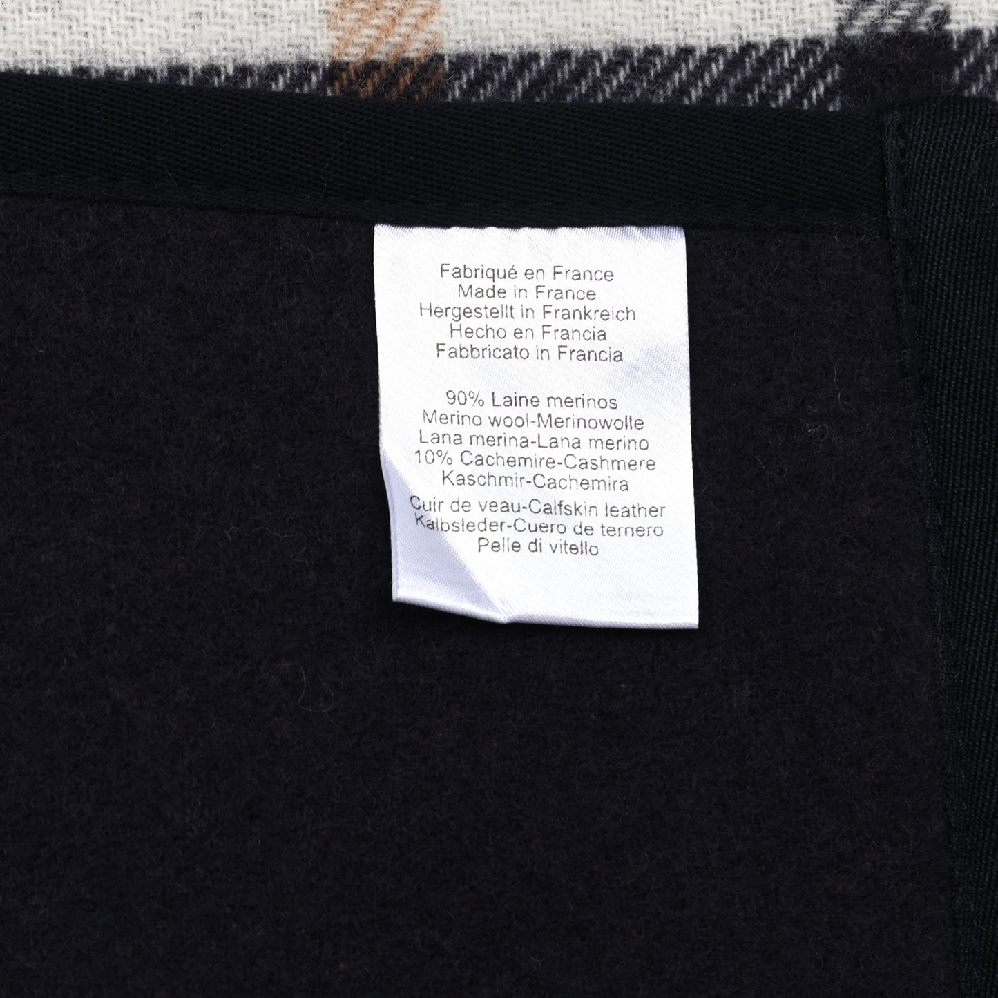 Wool Cashmere Sikkim Calfskin Reversible Camail Poncho Navy Camail