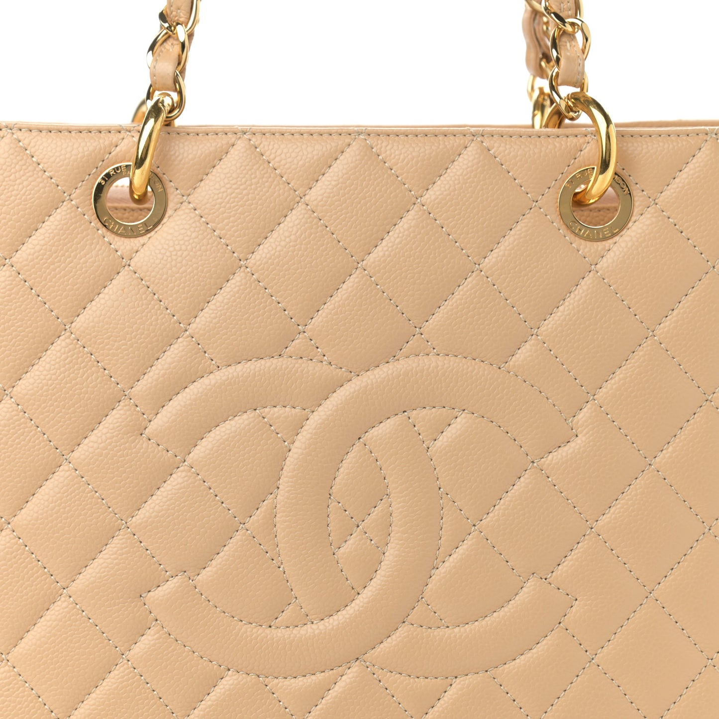 Caviar Quilted Grand Shopping Tote GST Beige Clair