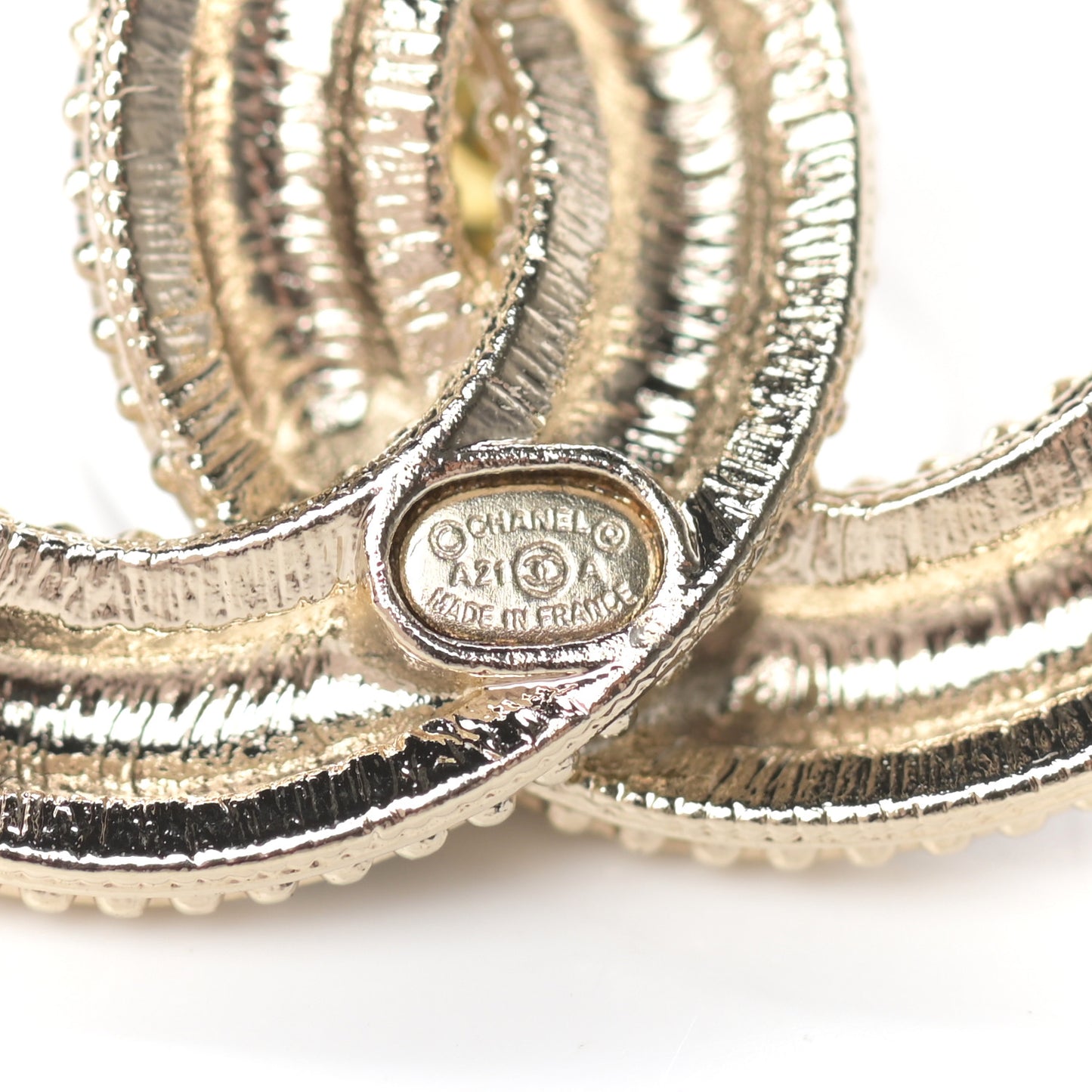 Enamel CC Earrings Black Gold