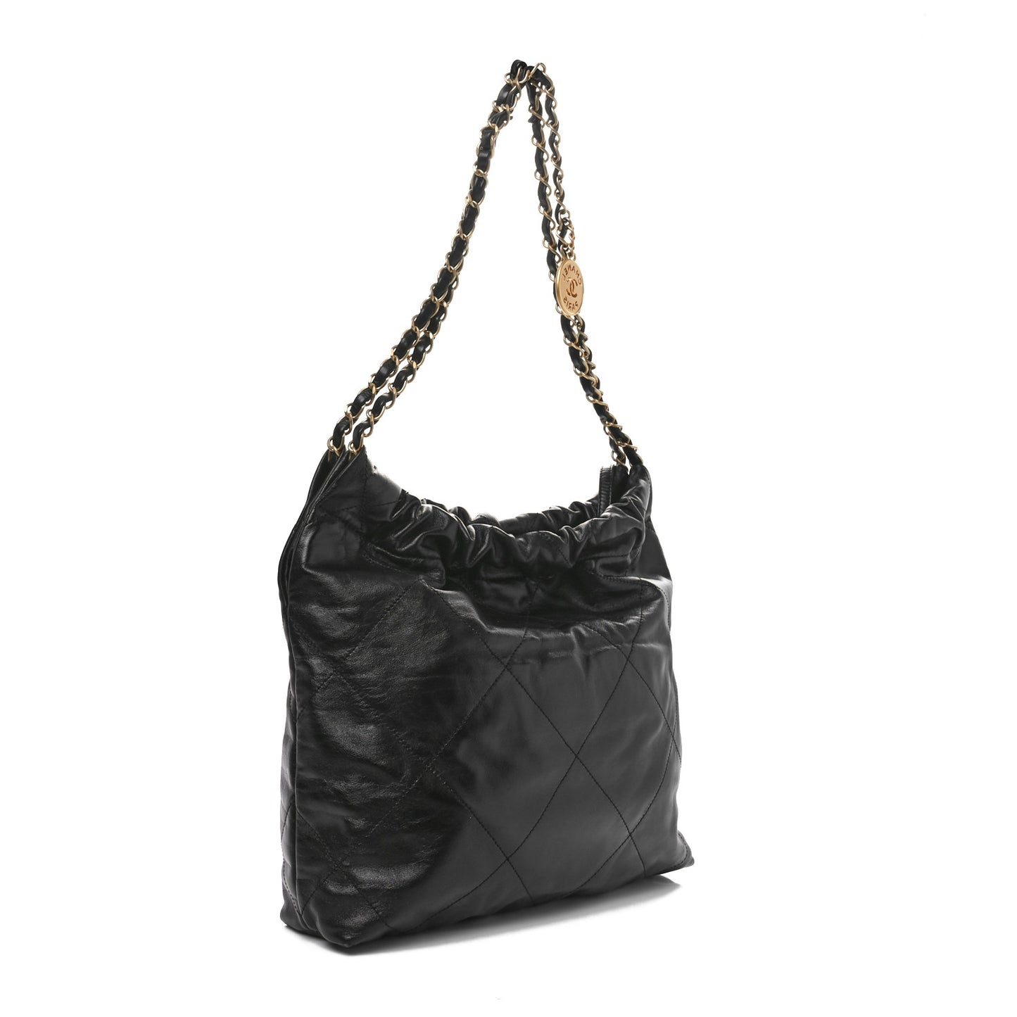 Shiny Calfskin Quilted Small Chanel 22 Black