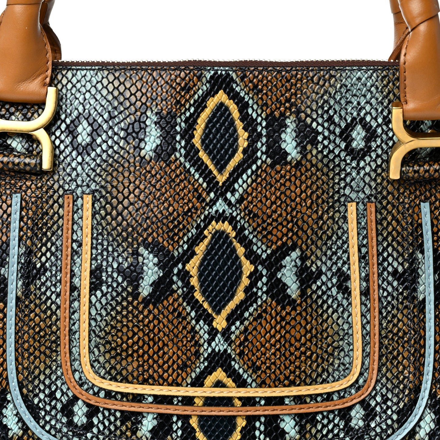 Snakeskin Calfskin Embossed Medium Marcie Satchel Multicolor
