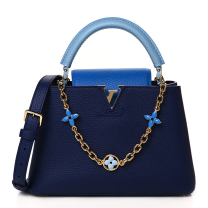 Louis Vuitton Taurillon Enamel Flower Chain Capucines BB Blue 1 of 10