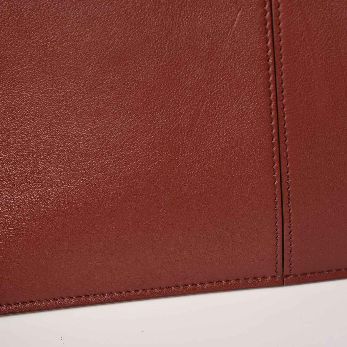 Calfskin Medium Tri-Fold Bag Red Wood
