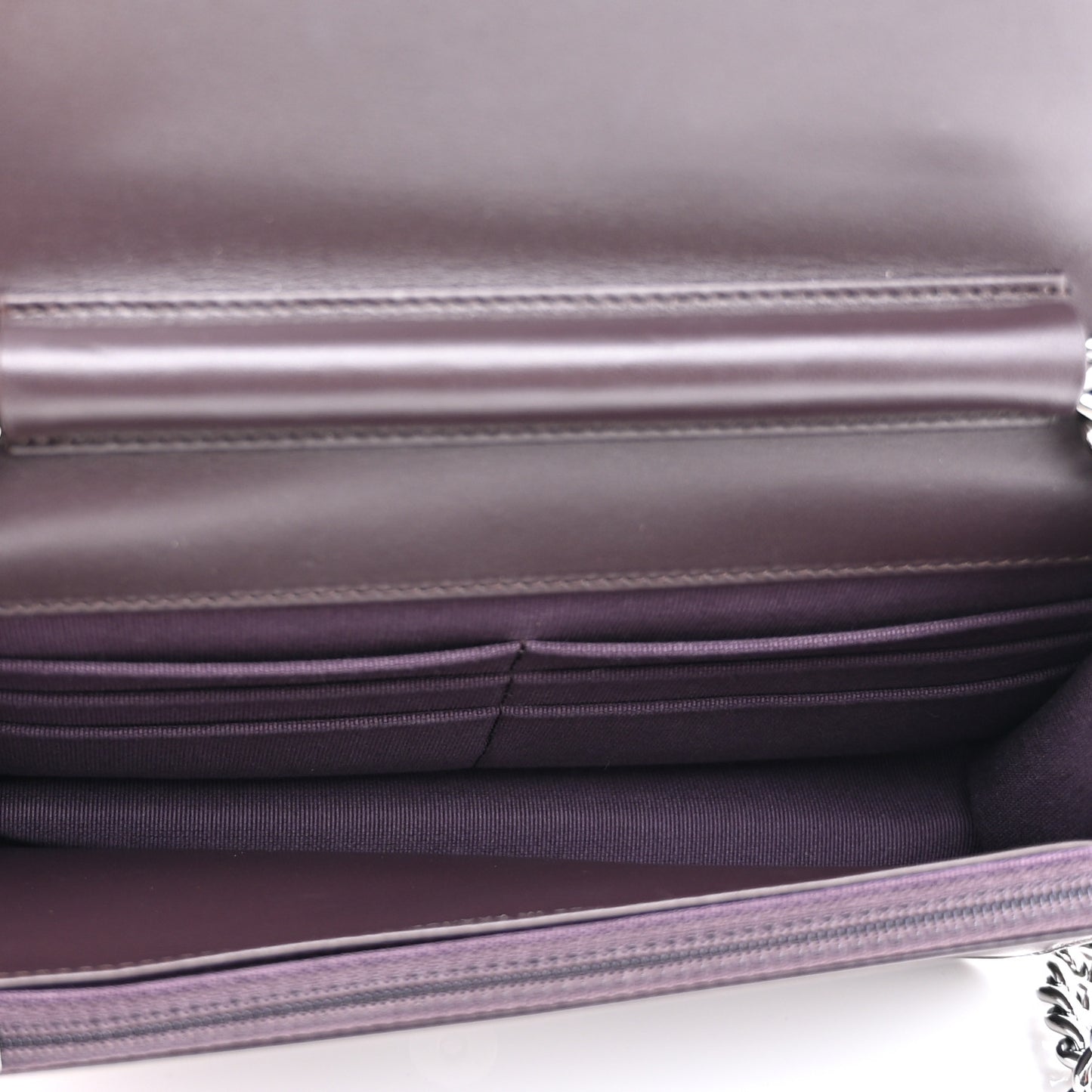 Caviar Quilted Boy Wallet On Chain WOC Dark Purple