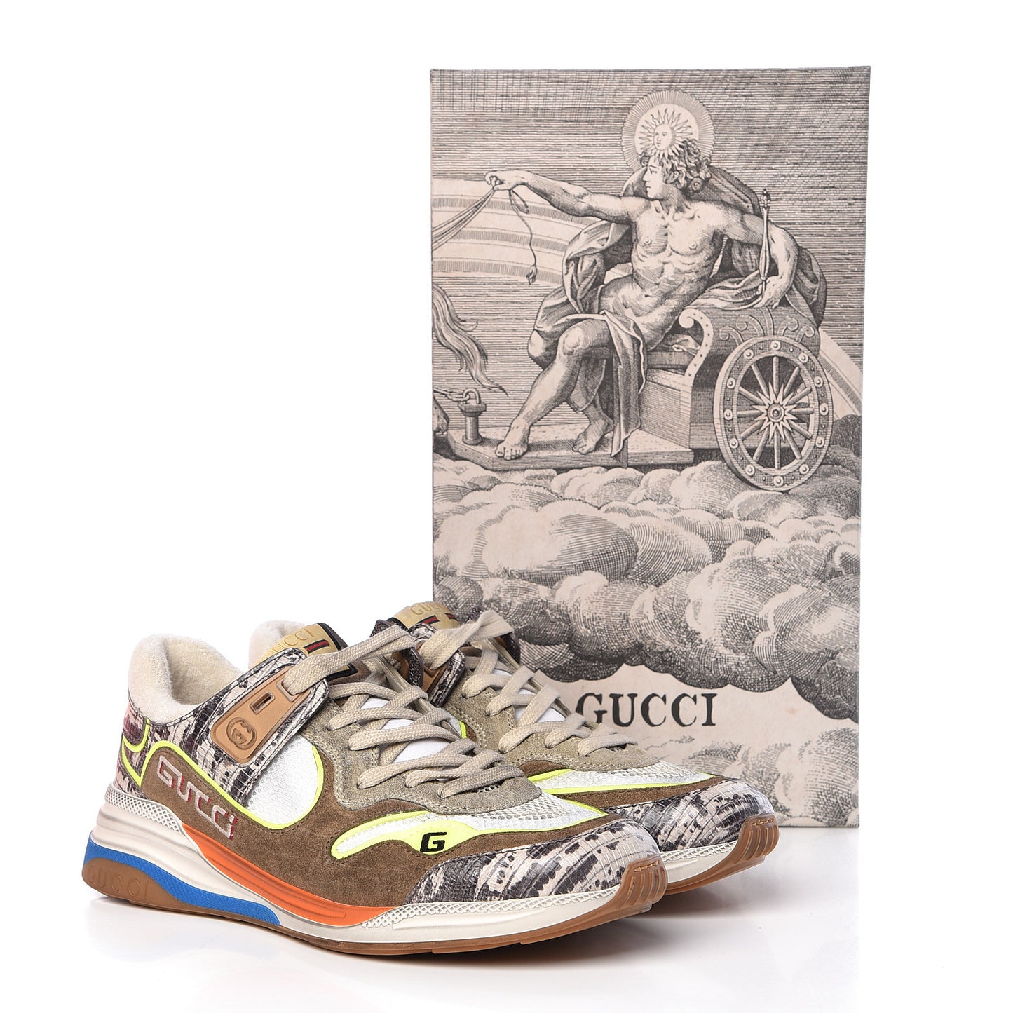 Suede Calfskin Tejus Printed Womens Ultrapace Sneakers 40 Natural Ardesia Neon Yellow