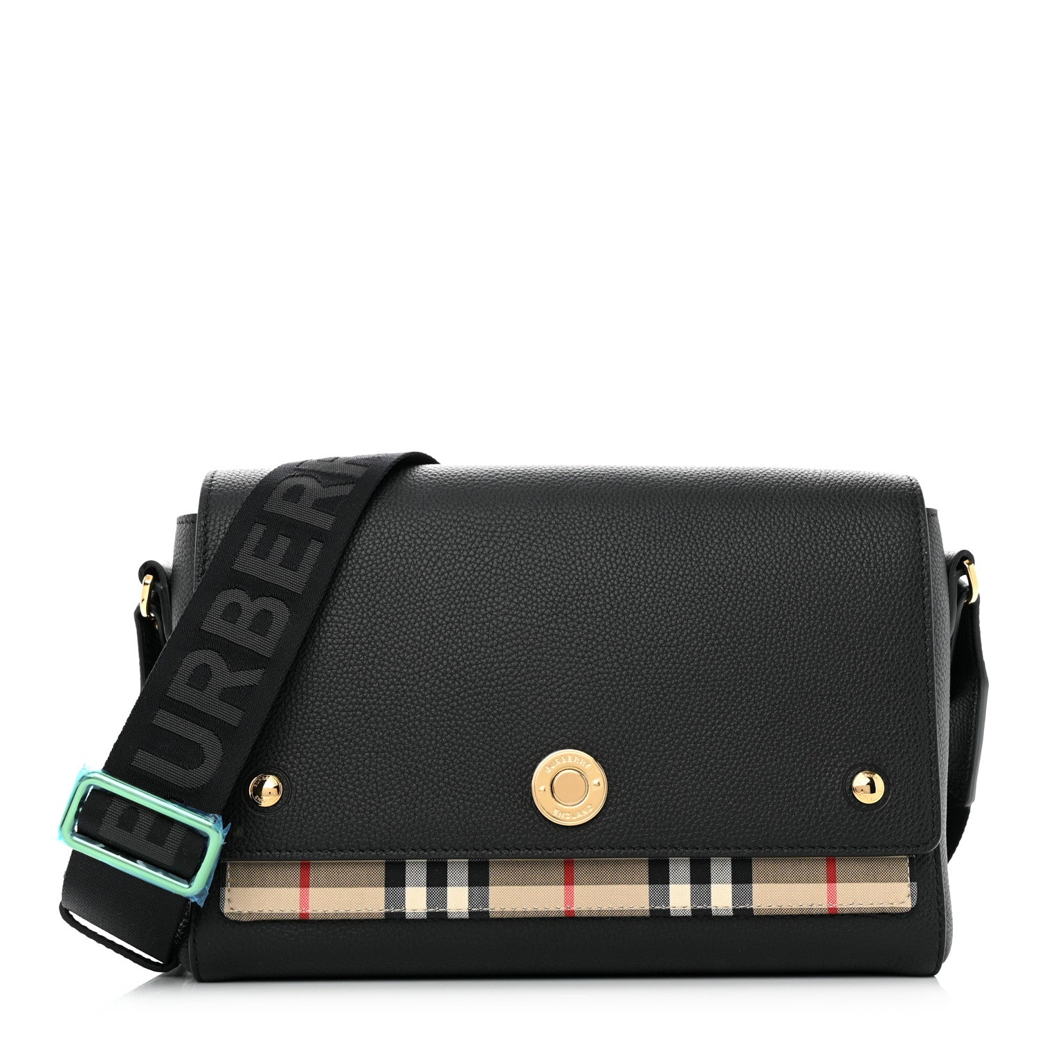 Burberry Grainy Calfskin Vintage Check Note Crossbody Bag Black 1 of 9