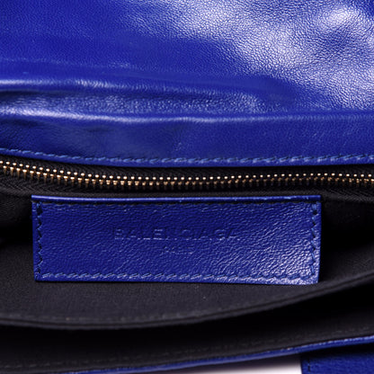 Balenciaga Chevre Gold Metallic Edge Hardware Envelope Clutch Bleu Roi 7 of 11
