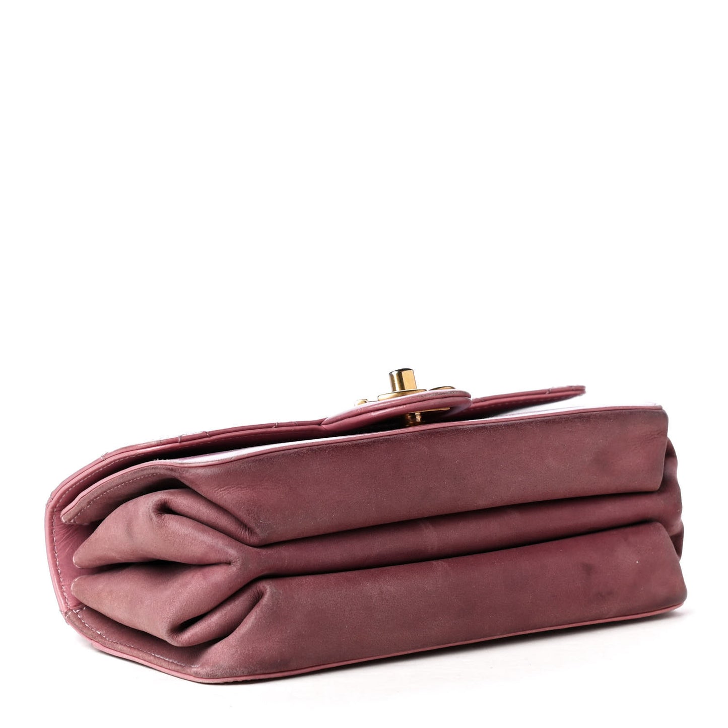 Glazed Calfskin Quilted Mini Straight Lined Flap Purple
