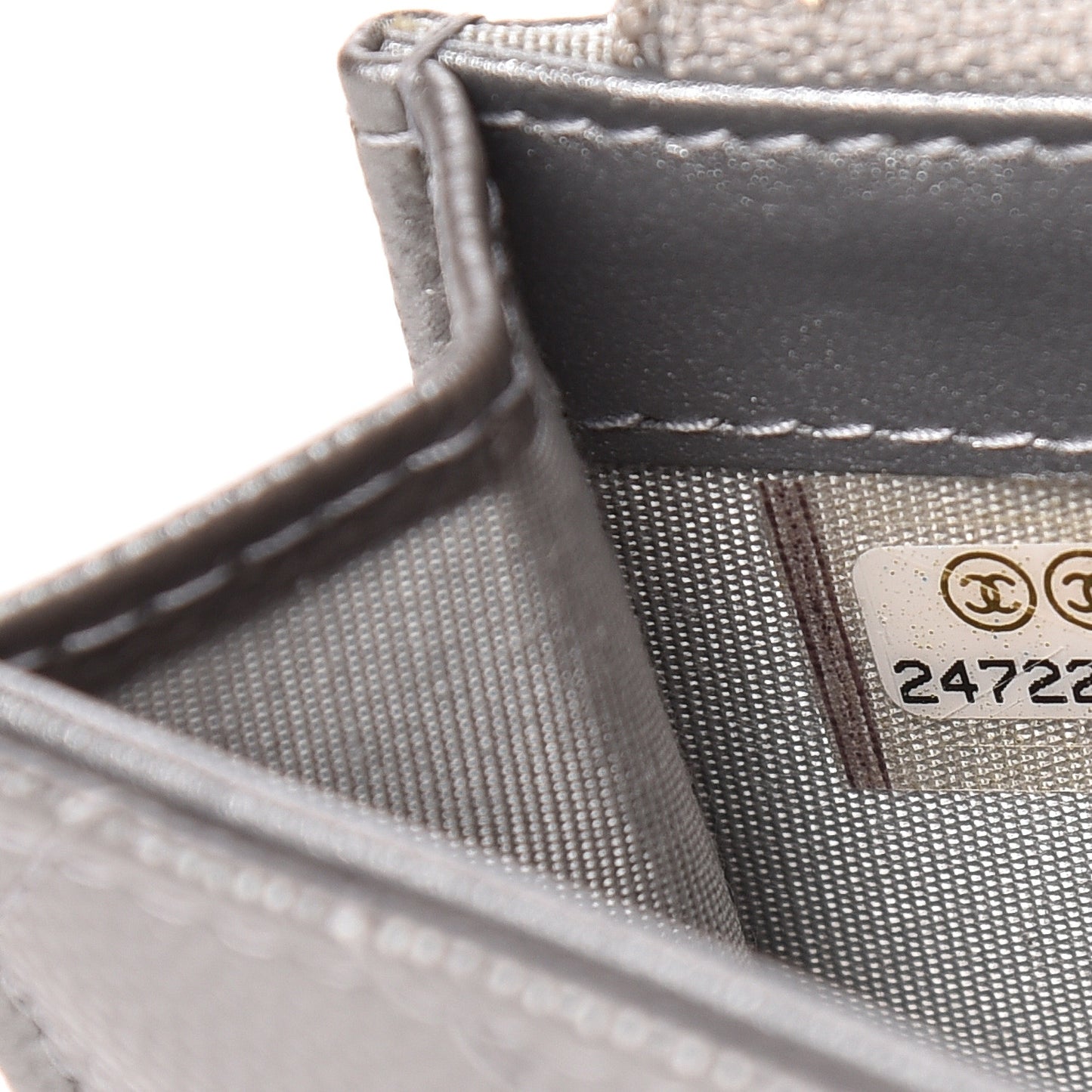 Metallic Caviar Quilted Medium Boy Flap Wallet Silver