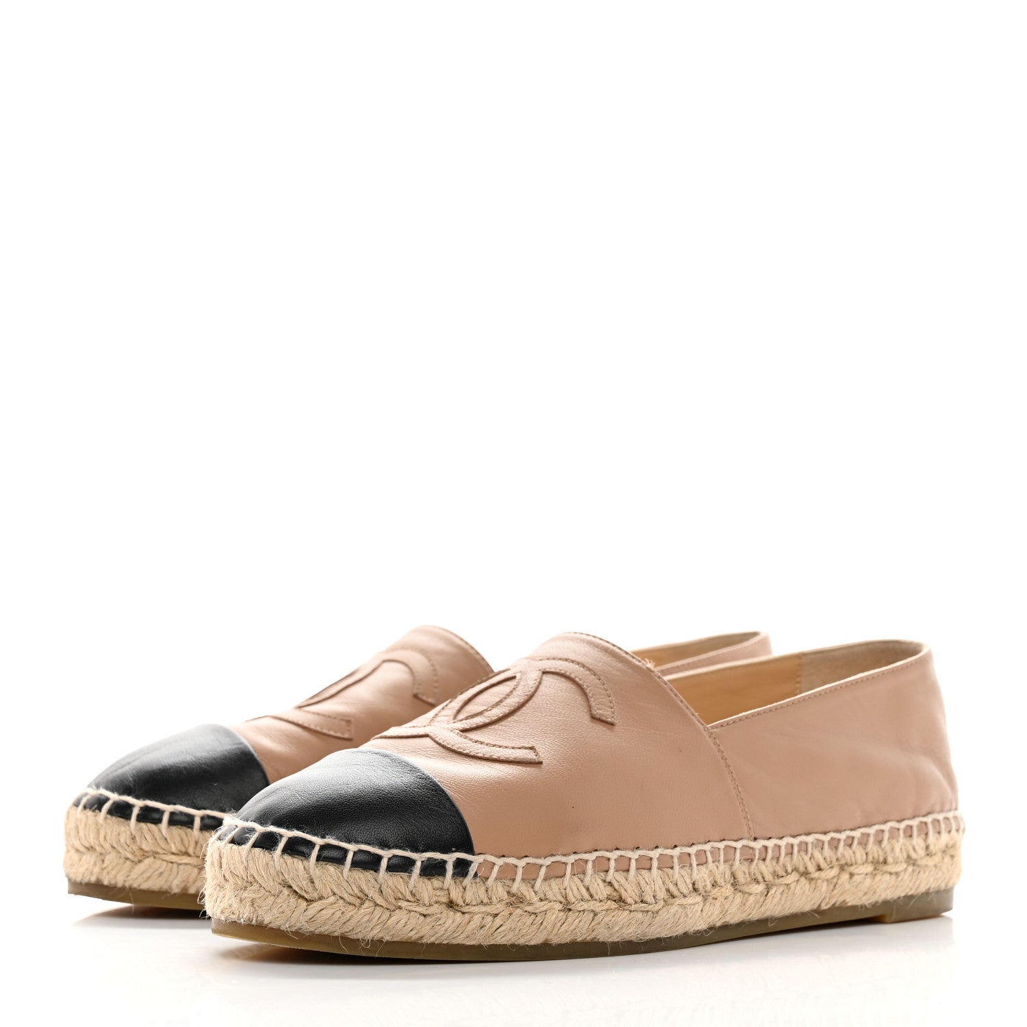 Chanel Lambskin CC Espadrilles 38 Beige Black 3 of 14