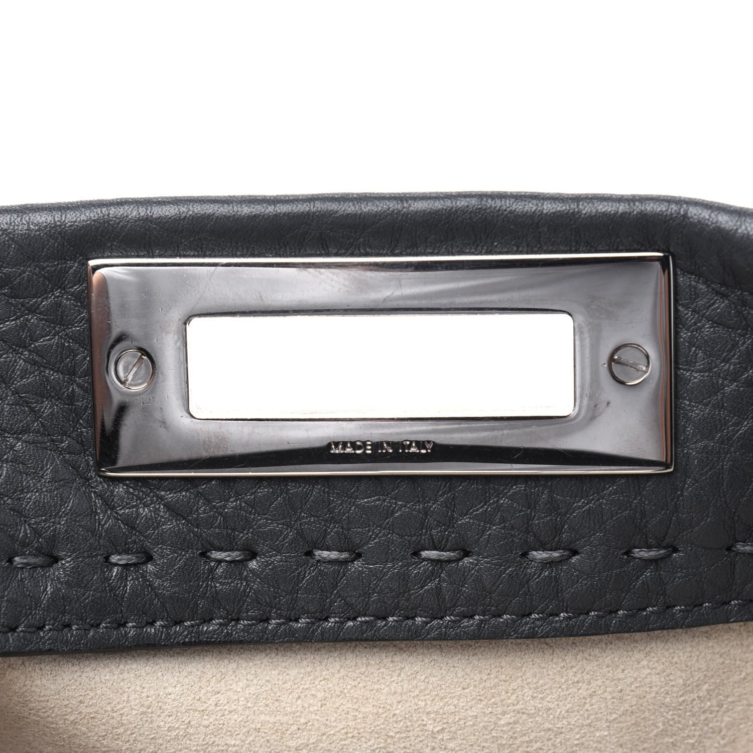 Fendi Cuoio Romano Selleria Bi-Color Medium Peekaboo Iconic Satchel Asfalto Latte 9 of 18