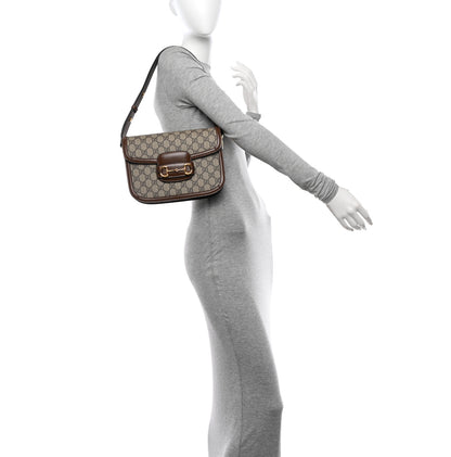 Gucci GG Supreme Monogram Horsebit 1955 Shoulder Bag Beige Brown Sugar 2 of 12