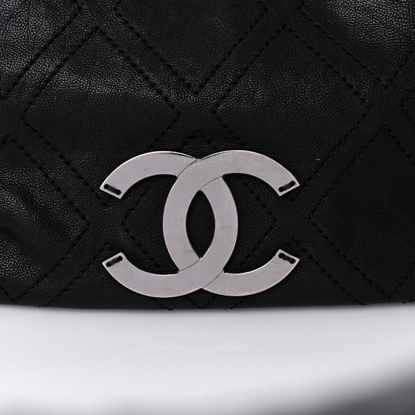 Calfskin Small Diamond Stitch Tote Black