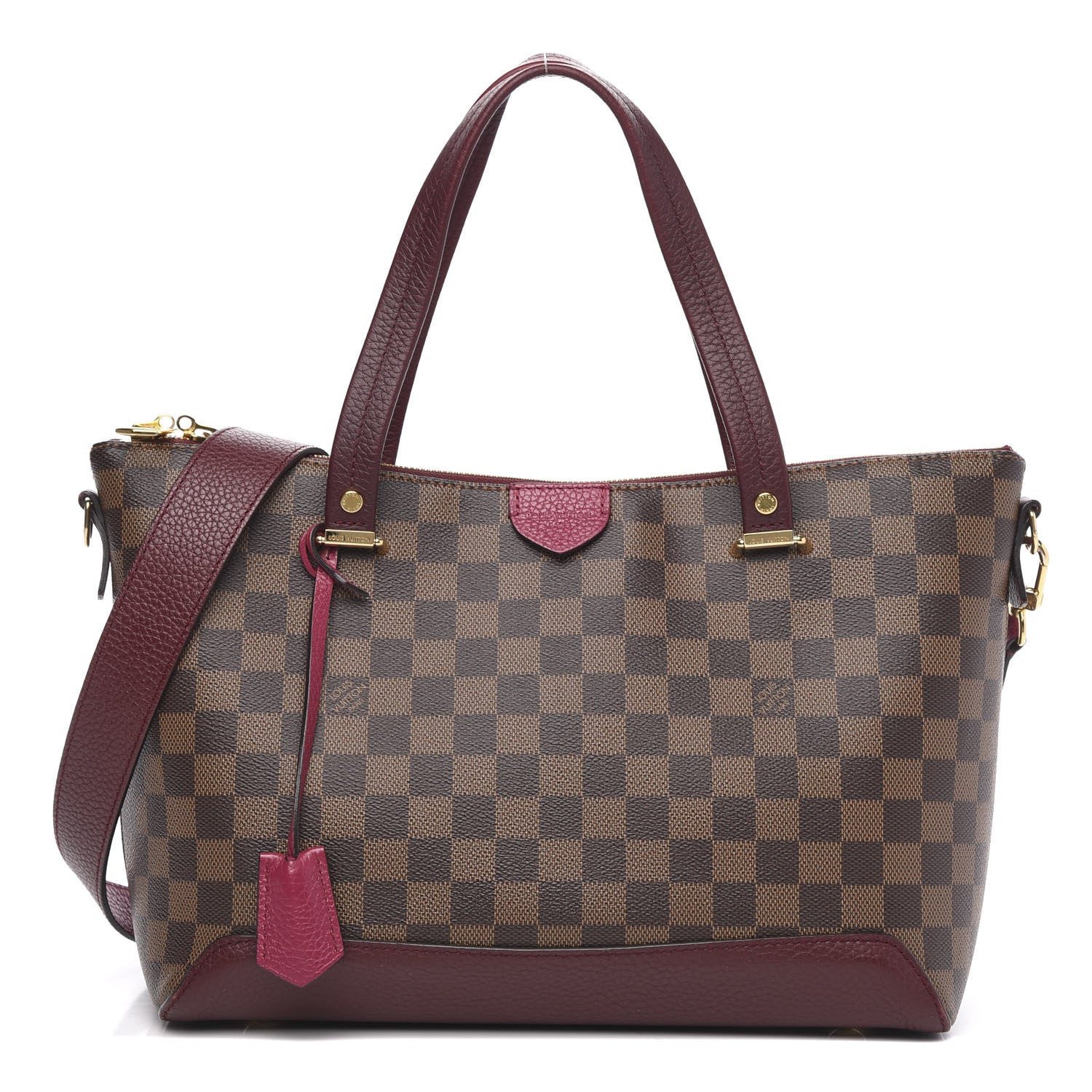 Louis Vuitton Damier Ebene Cuir Taurillon Hyde Park Fuchsia 1 of 12