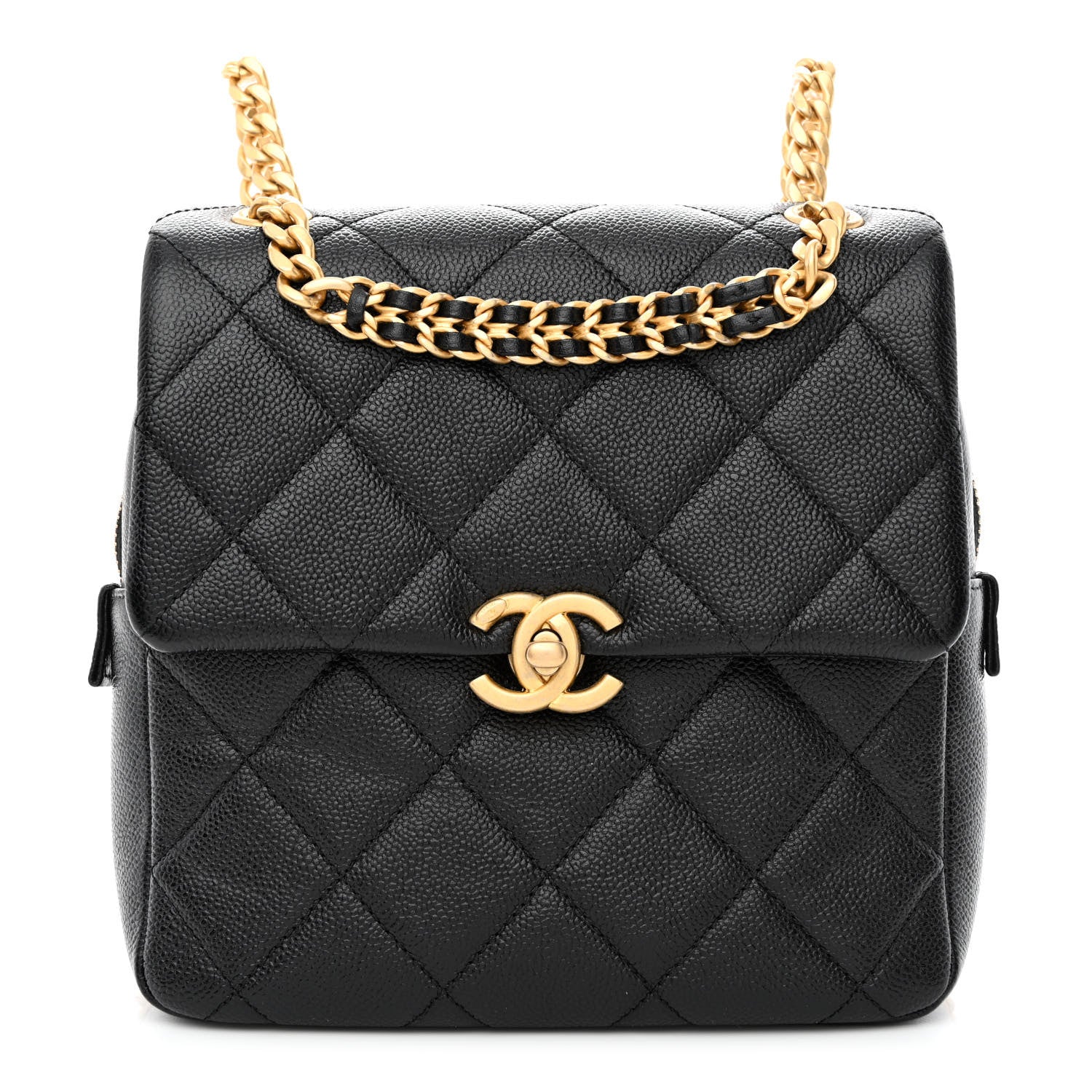 Chanel Shiny Caviar Quilted Chain Melody Backpack Black 1 of 11