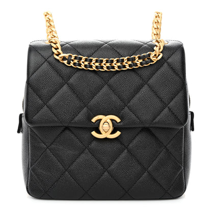 Chanel Shiny Caviar Quilted Chain Melody Backpack Black 1 of 11