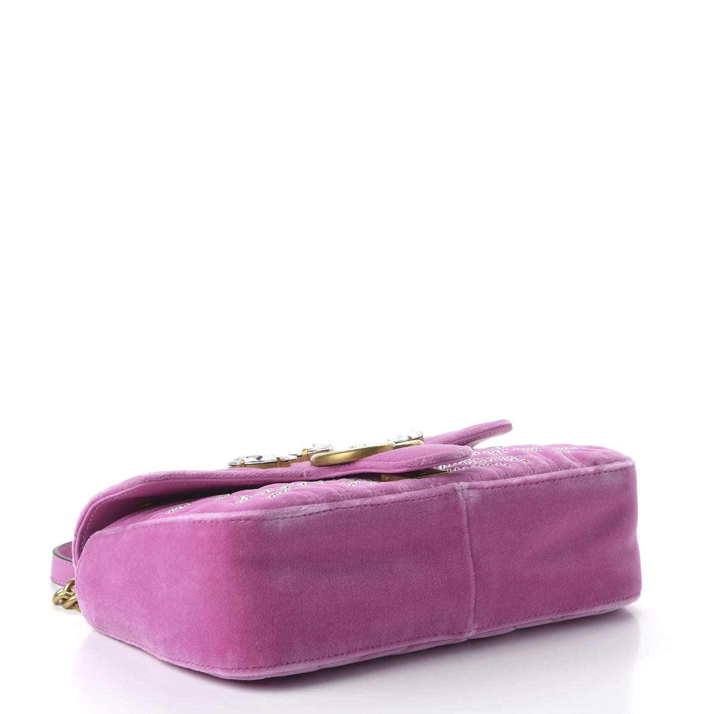 Velvet Matelasse Marquise Crystals Embroidered Small GG Marmont Shoulder Bag Malva