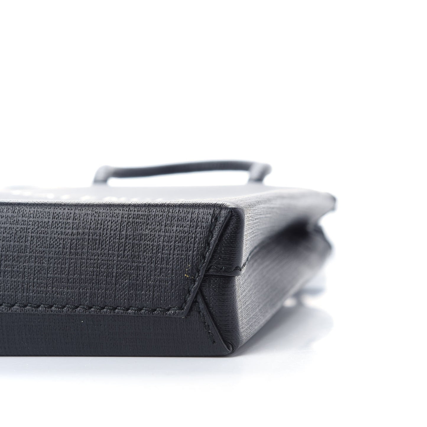 Squared Calfskin Logo Shopping Phone Holder Bag Black