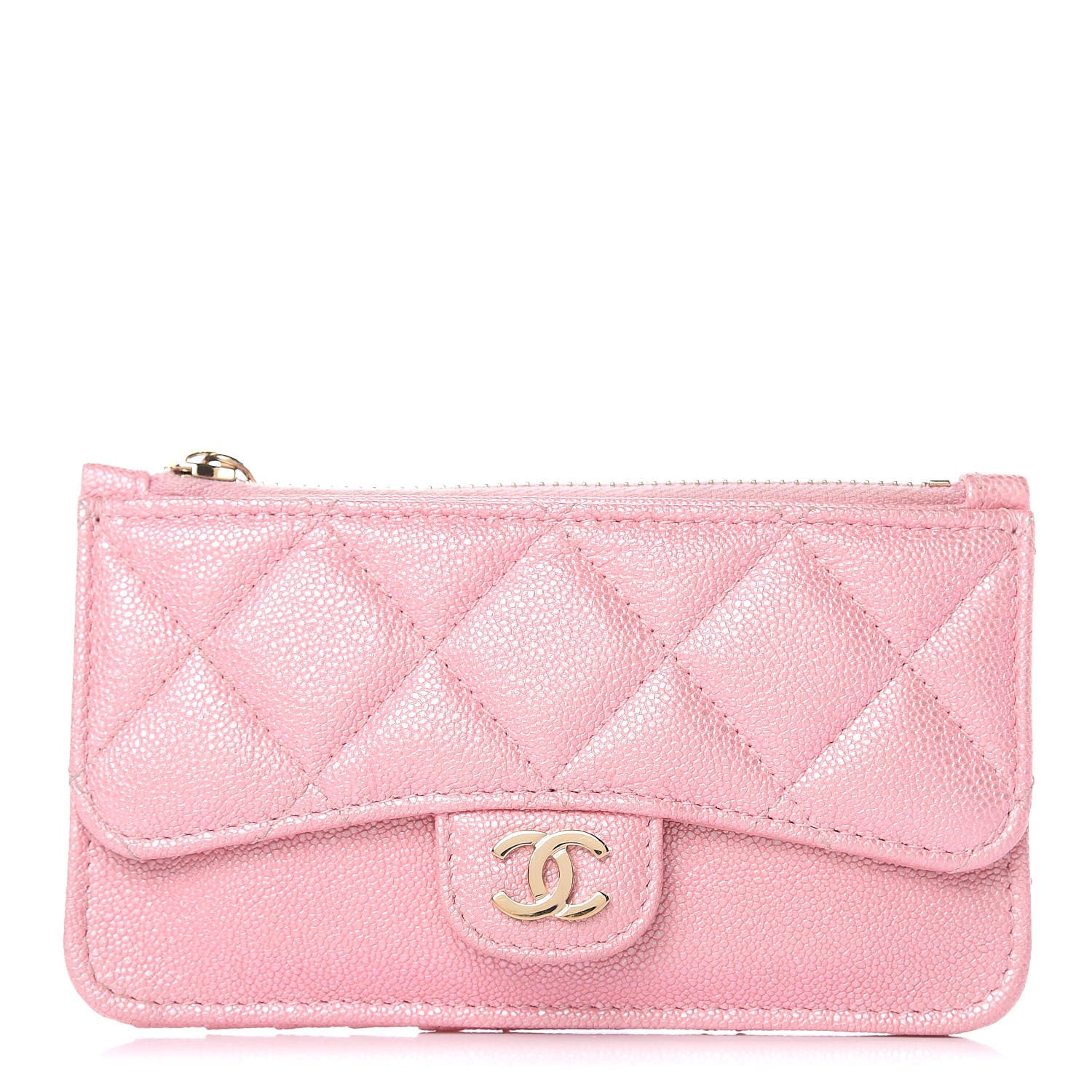 Chanel Iridescent Caviar Quilted Flap Zip Card Holder Pink 1 of 8