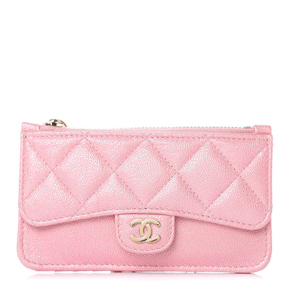 Chanel Iridescent Caviar Quilted Flap Zip Card Holder Pink 1 of 8