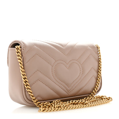 Gucci Calfskin Matelasse Super Mini GG Marmont Shoulder Bag Porcelain Rose 3 of 11