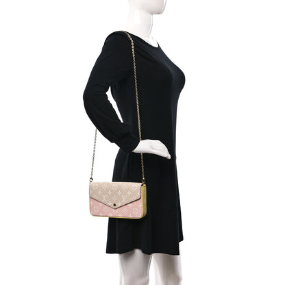 Louis Vuitton Empreinte Spring in the City Felicie Pochette Chain Wallet Pink Beige Yellow 2 of 9