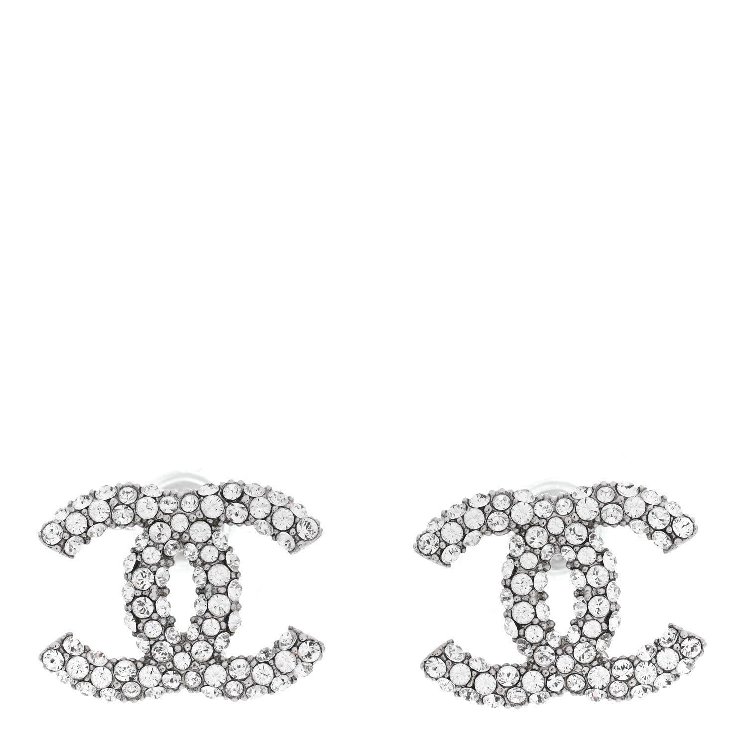Chanel Crystal CC Earrings Silver 1 of 4