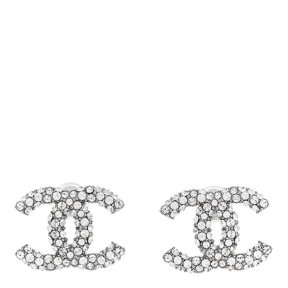 Chanel Crystal CC Earrings Silver 1 of 4
