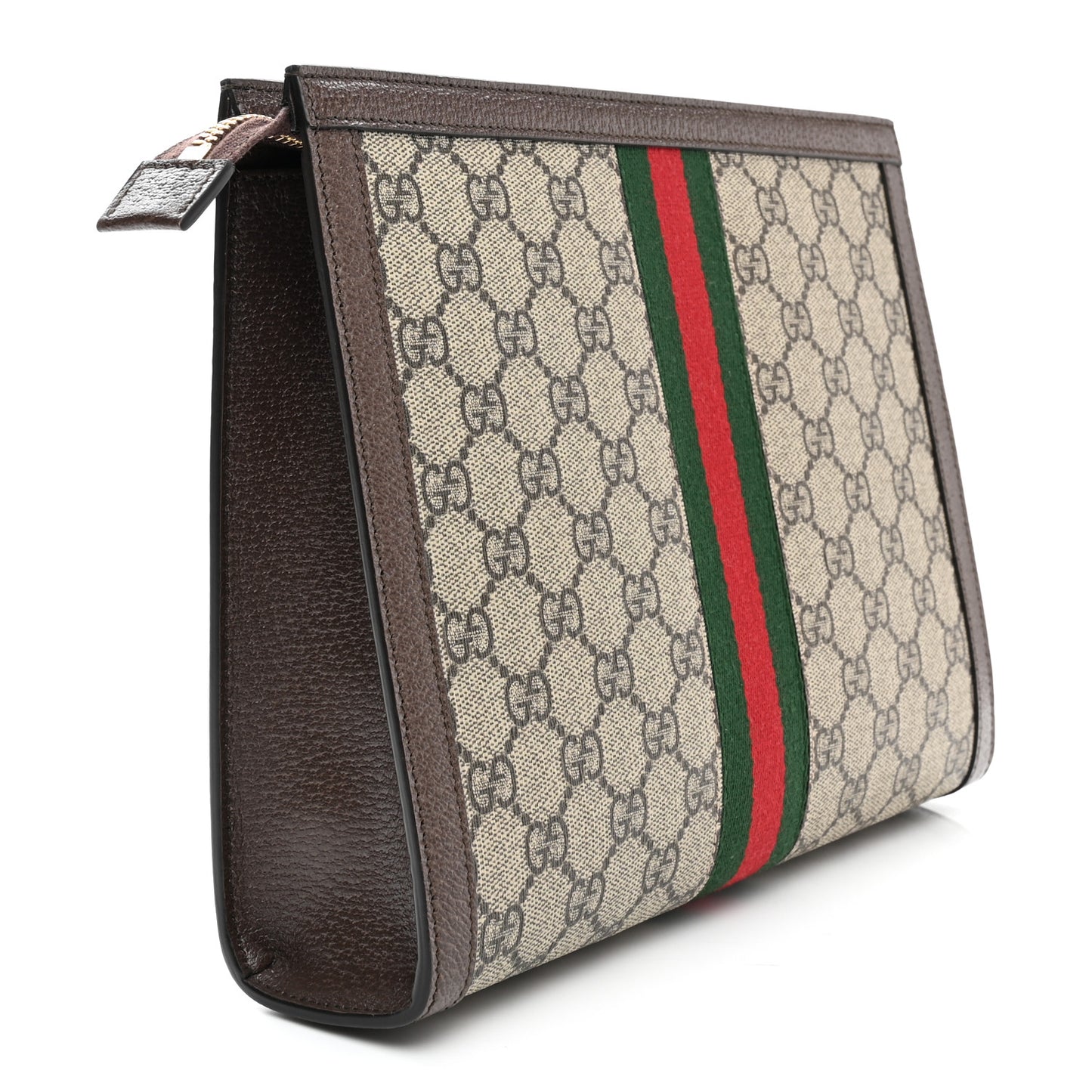 GG Supreme Monogram Web Ophidia Pouch Brown